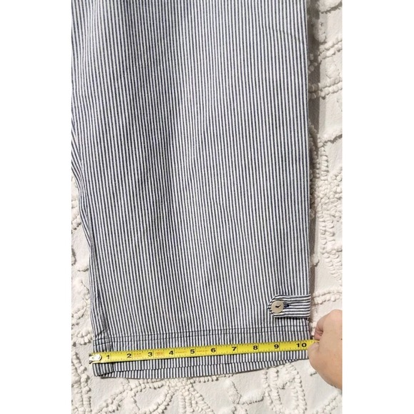 Choices Womens M Pants Striped Cotton Ankle Nautical Blue White Wide Leg Cropped - Picture 10 of 11